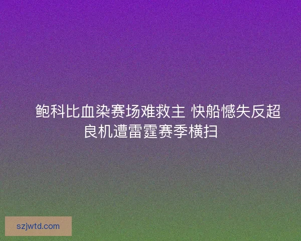 🏀鲍科比血染赛场难救主 快船憾失反超良机遭雷霆赛季横扫