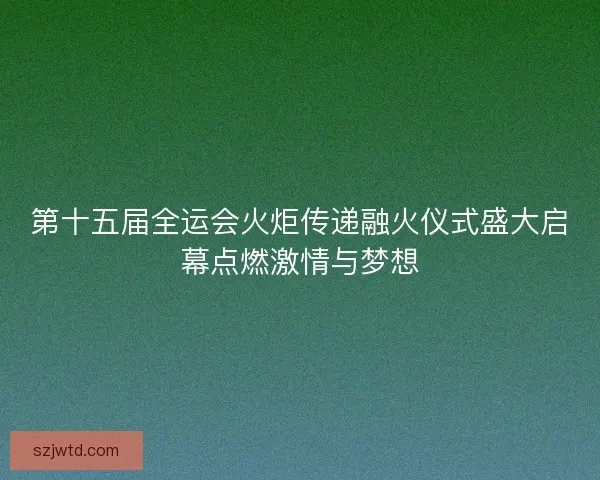 第十五届全运会火炬传递融火仪式盛大启幕点燃激情与梦想